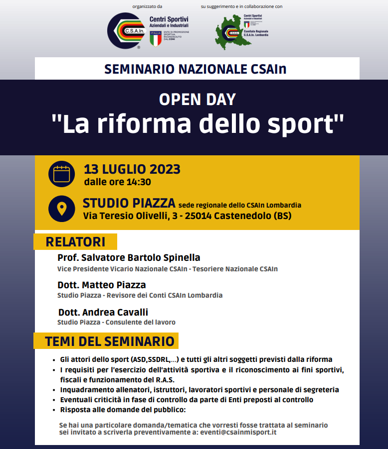 la riforma dello sport