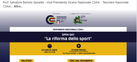 Seminario Nazionale CSAIn - la rforma dello sport D.Lgs 36/2021