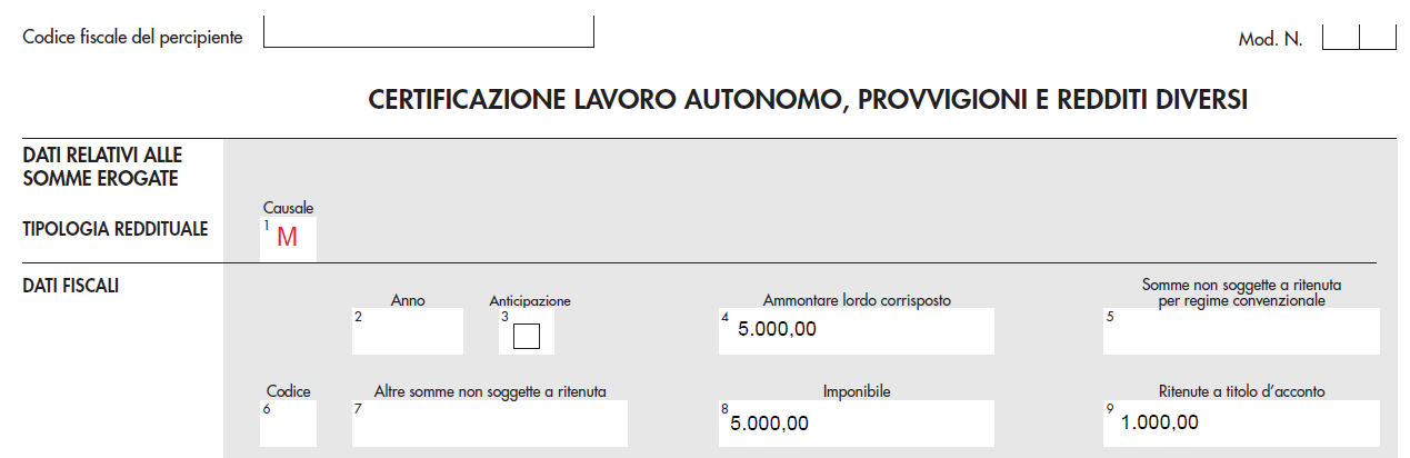 Lavoro autonomo occasionale articolo 2222 codice civile (non sportivo ed inferiore ai 5.000€ annui)