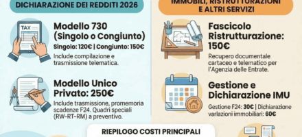 Listino dichiarazione dei redditi 2026 per il 2025