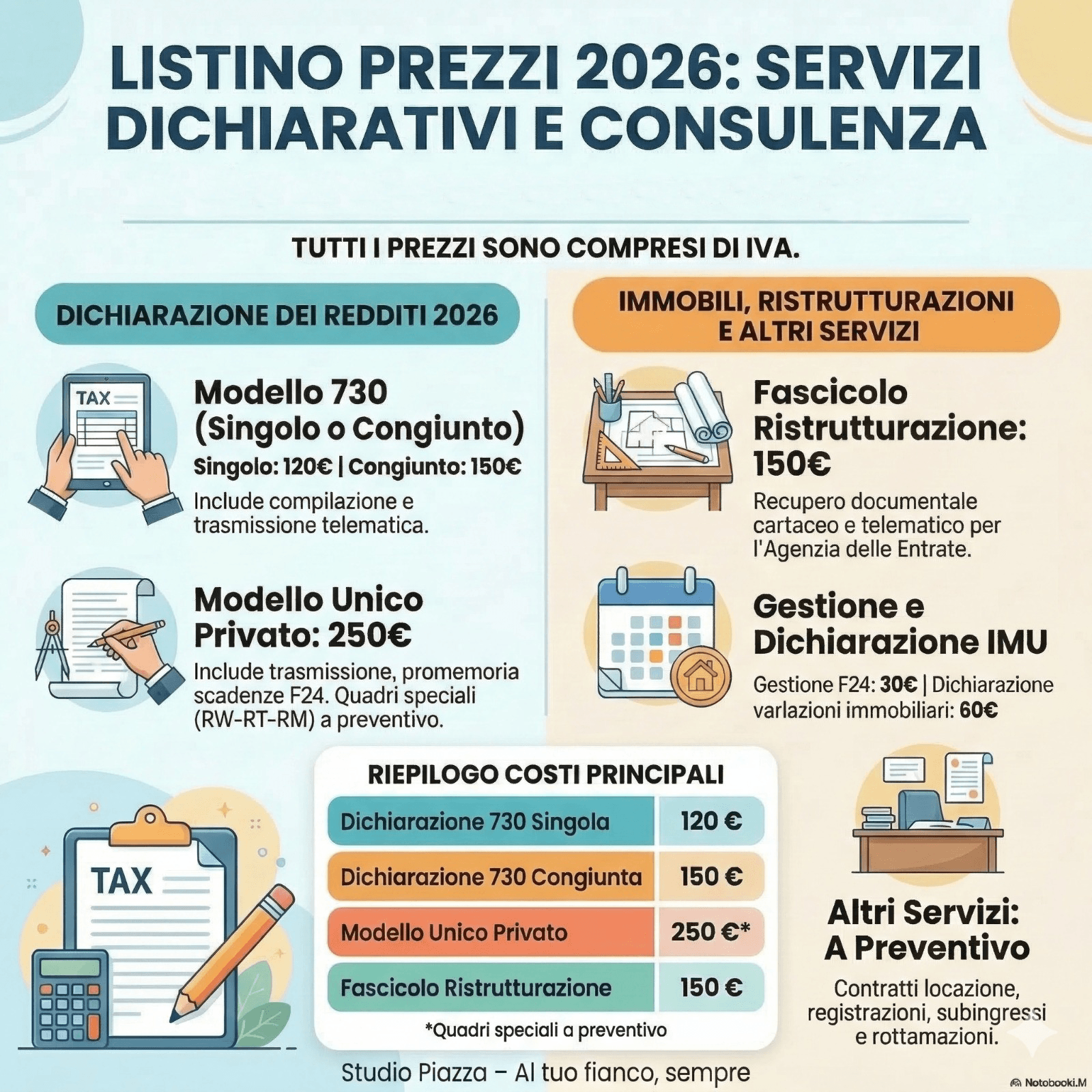 Listino dichiarazione dei redditi 2026 per il 2025